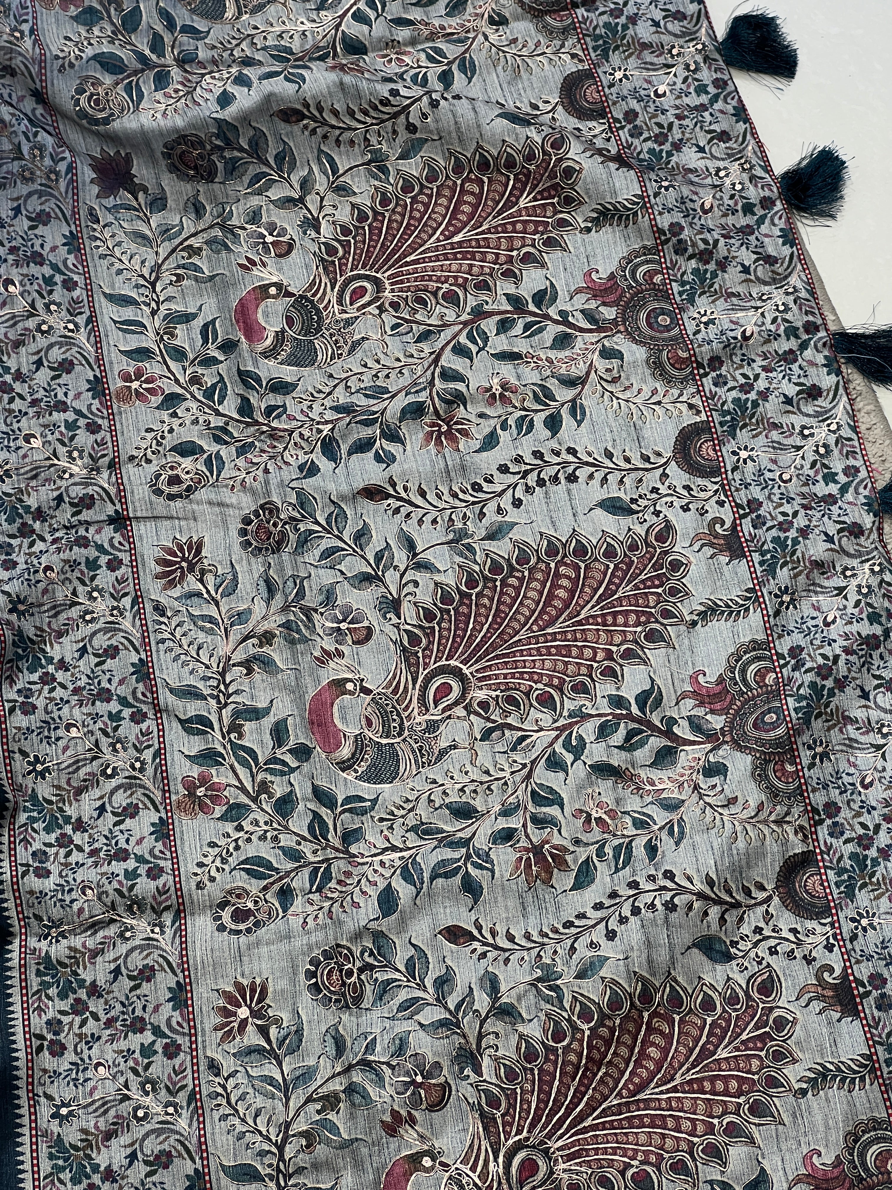 Digital Print With Pitta Highlighted Tussar Finish Saree | BLD1098