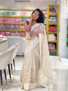 Machine Embroidery Shimmer Organza Saree | BLD1085