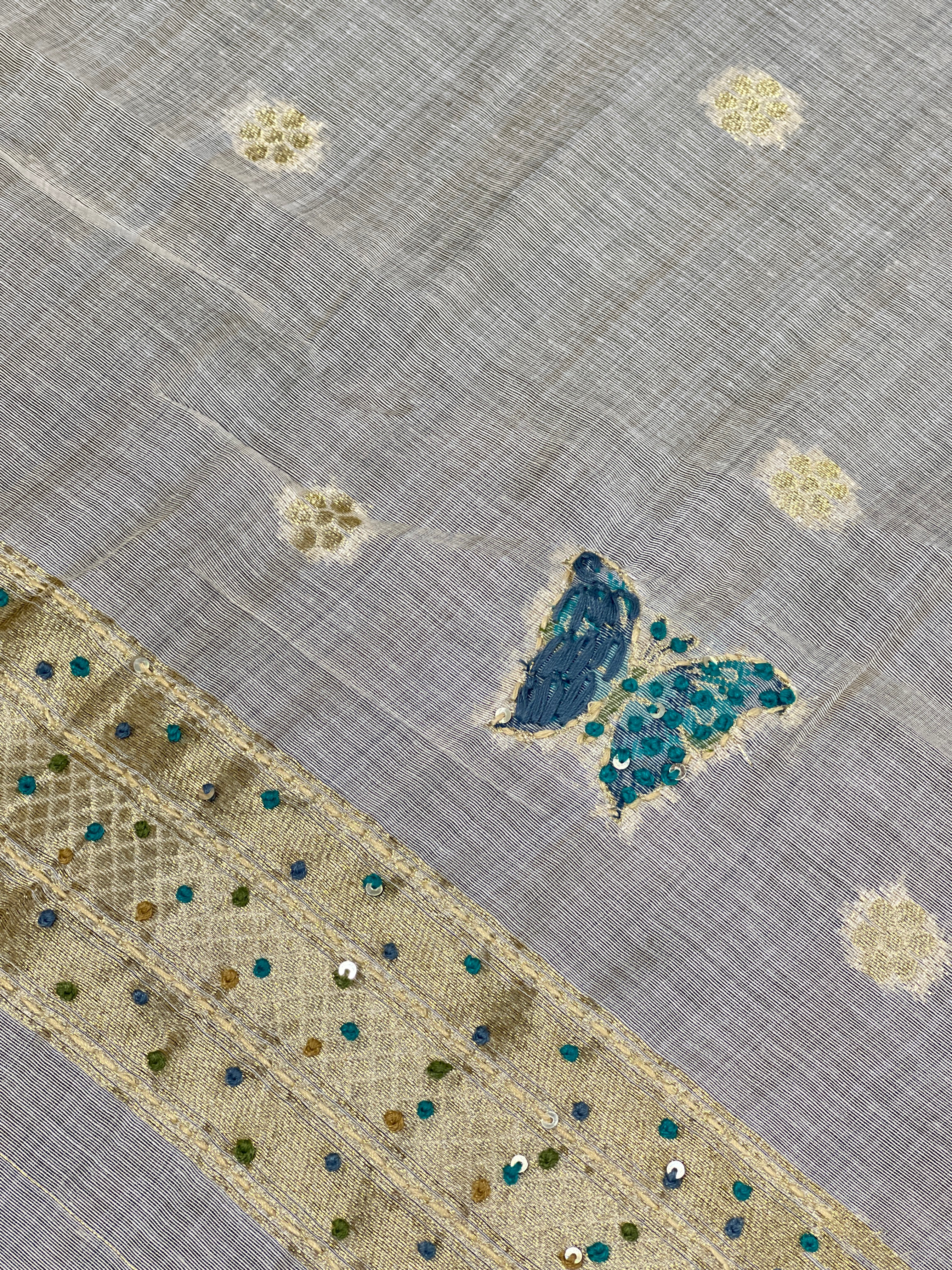Floral Jamdani Weaved Chanderi Saree | BLD1719