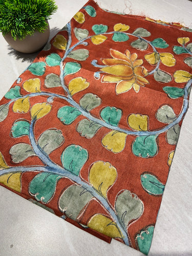 Kalamkari Print With Zari Detailed Pure Tussar Blouse Material | SBS1223