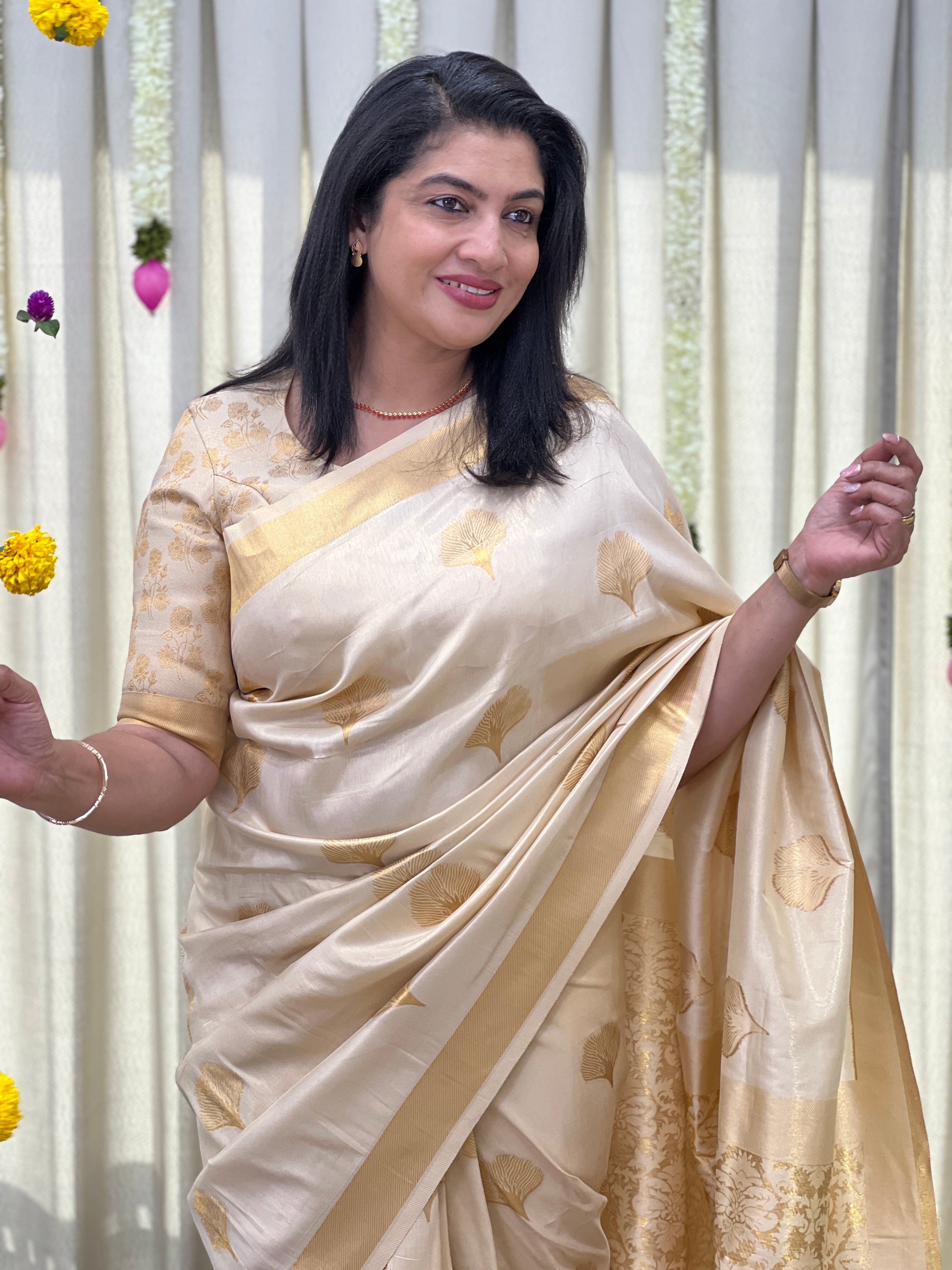 Peacock Feather Design Semi Silk Saree | HT486
