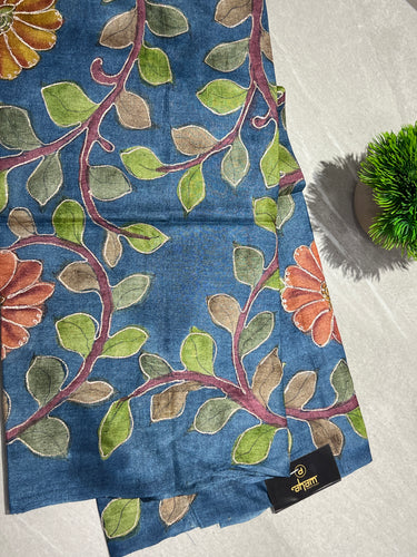 Kalamkari Print With Zari Detailed Pure Tussar Blouse Material | SBS1225