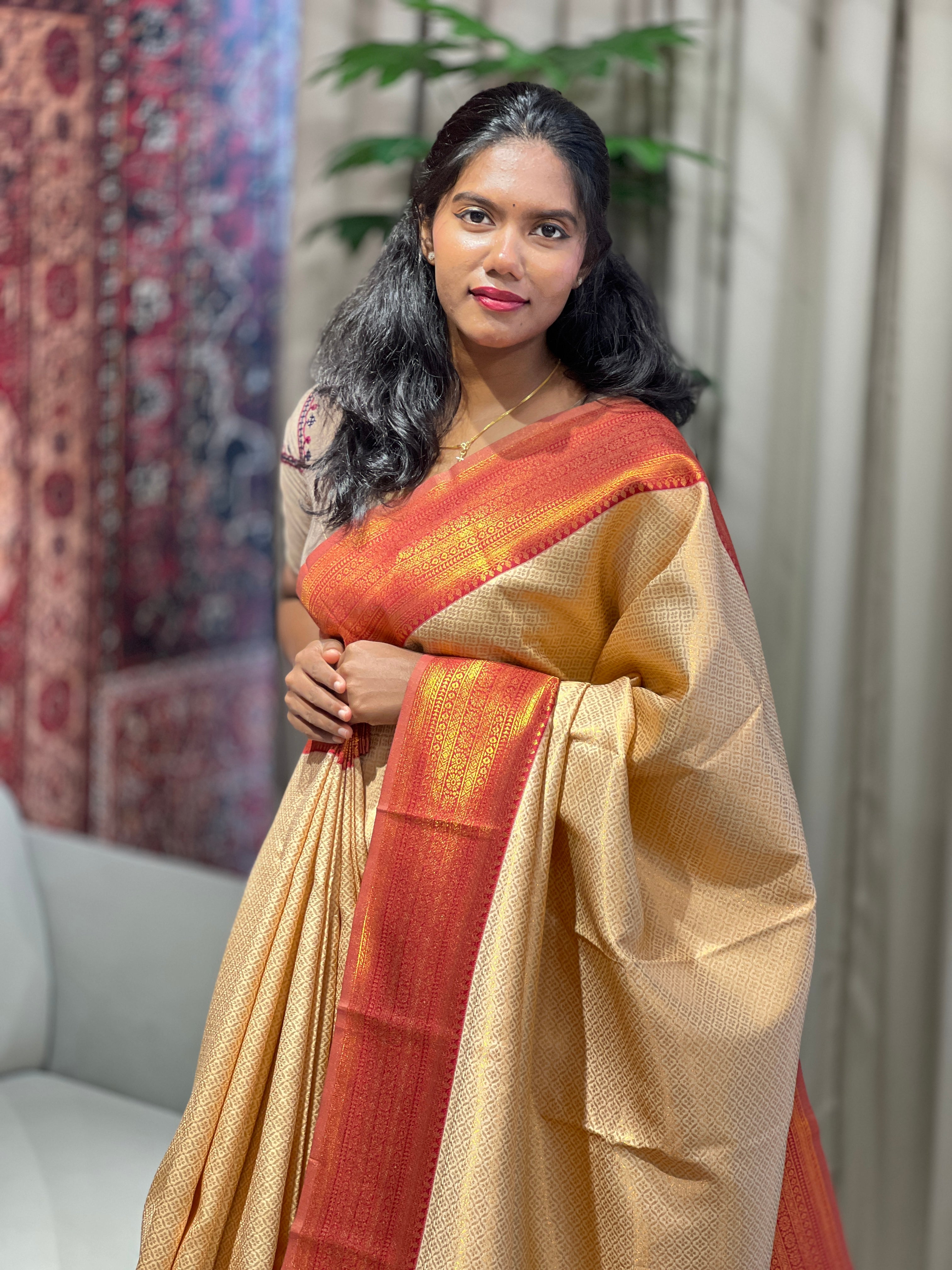 Traditional Zari Woven Brocade Patterned Semi Silk Saree | KAC193