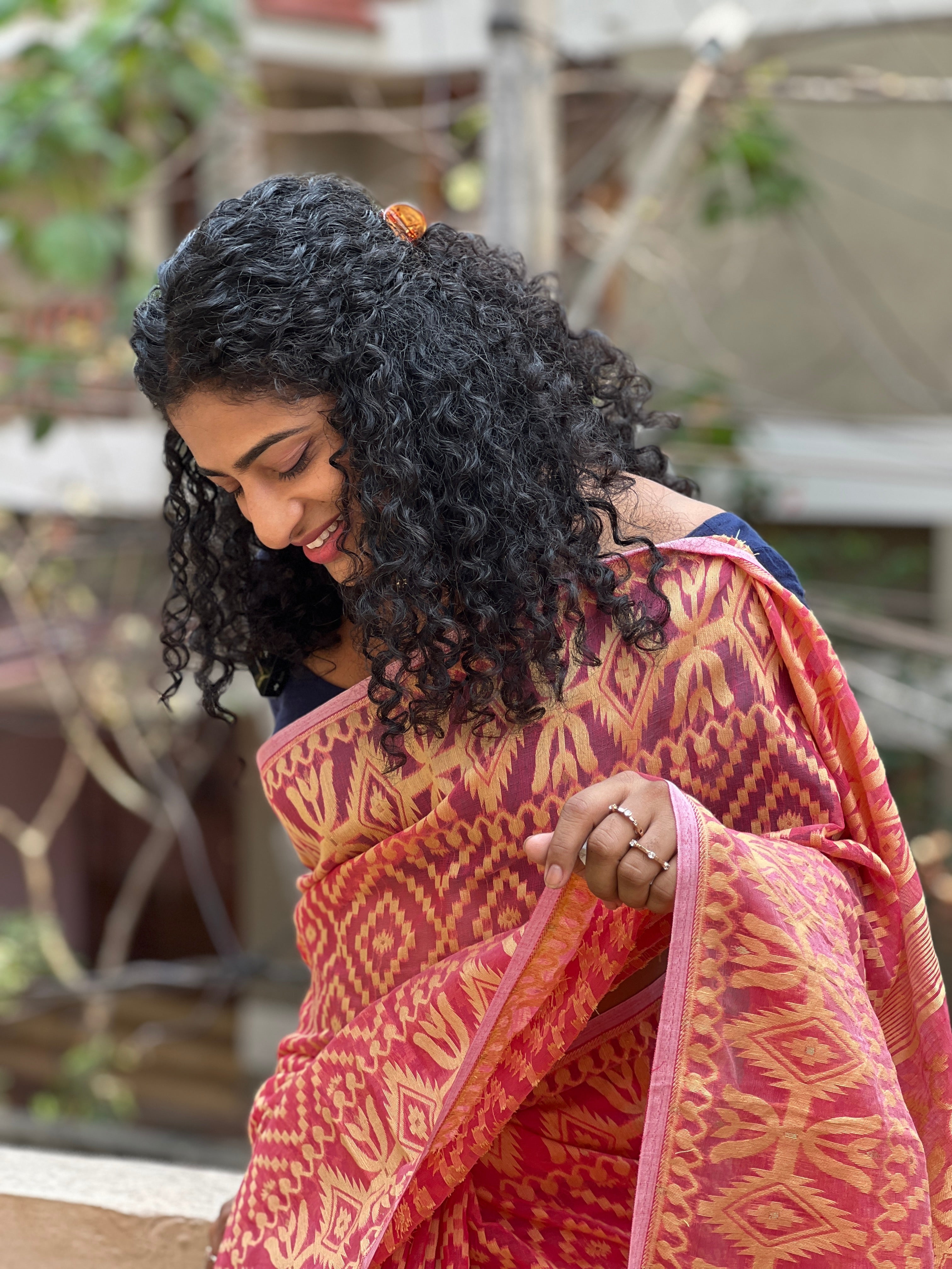 Jamdani Weaving Cotton Blended Saree ( Without Blouse ) | RP439