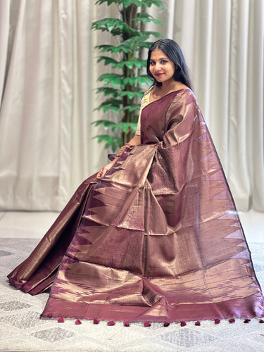 Zari Woven Brocade Patterned Semi Silk Saree | YNG555