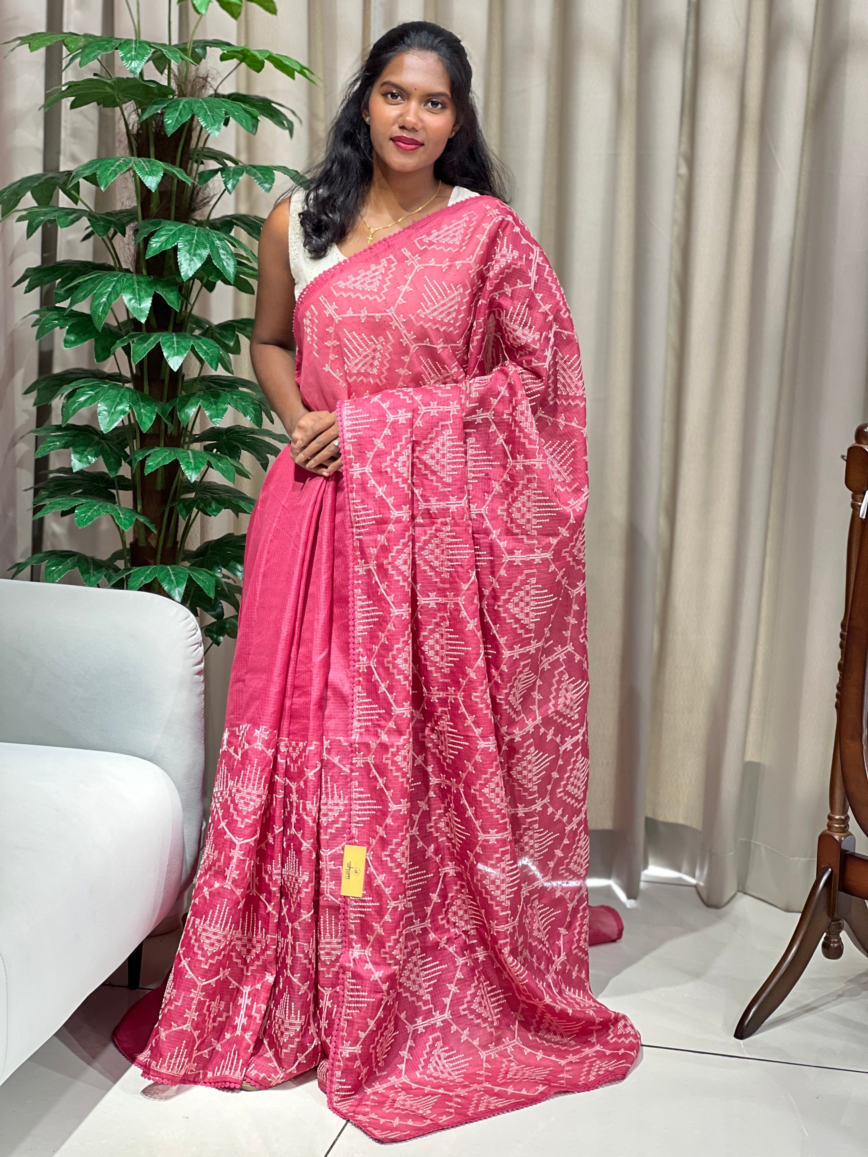 Machine Embroidered Silky Kota Saree | BLD2086