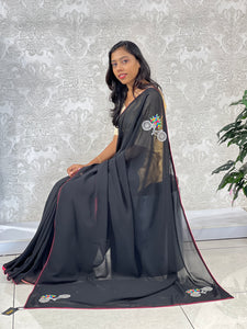 Placement Embroidered Georgette Saree | AS534
