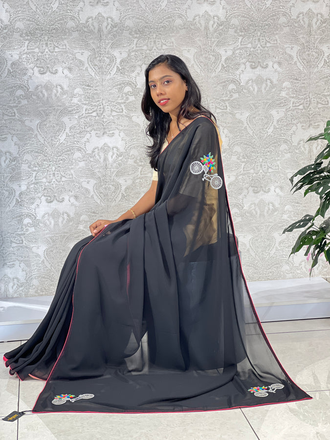 Placement Embroidered Georgette Saree | AS534