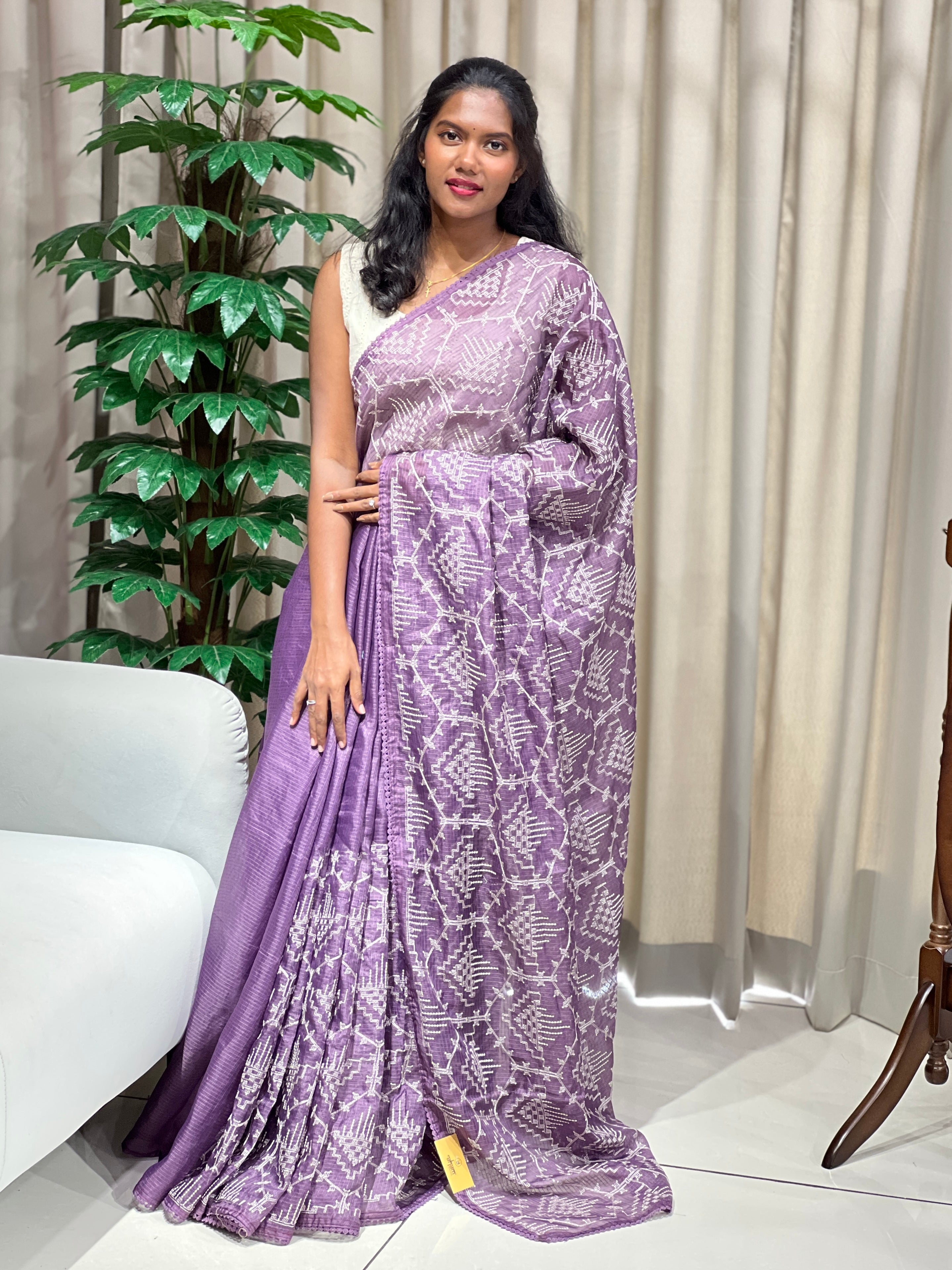 Machine Embroidered Silky Kota Saree | BLD2088