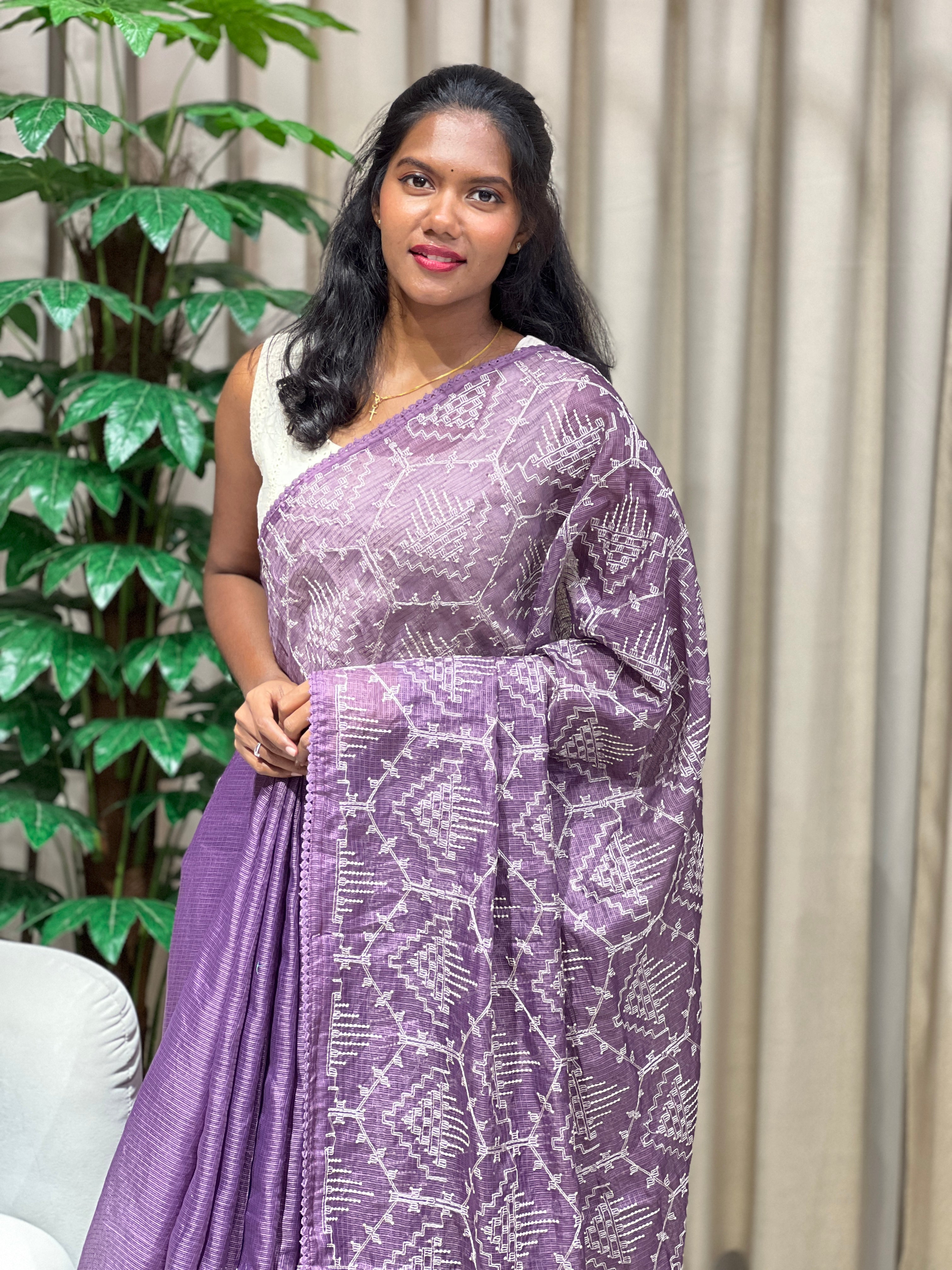 Machine Embroidered Silky Kota Saree | BLD2088