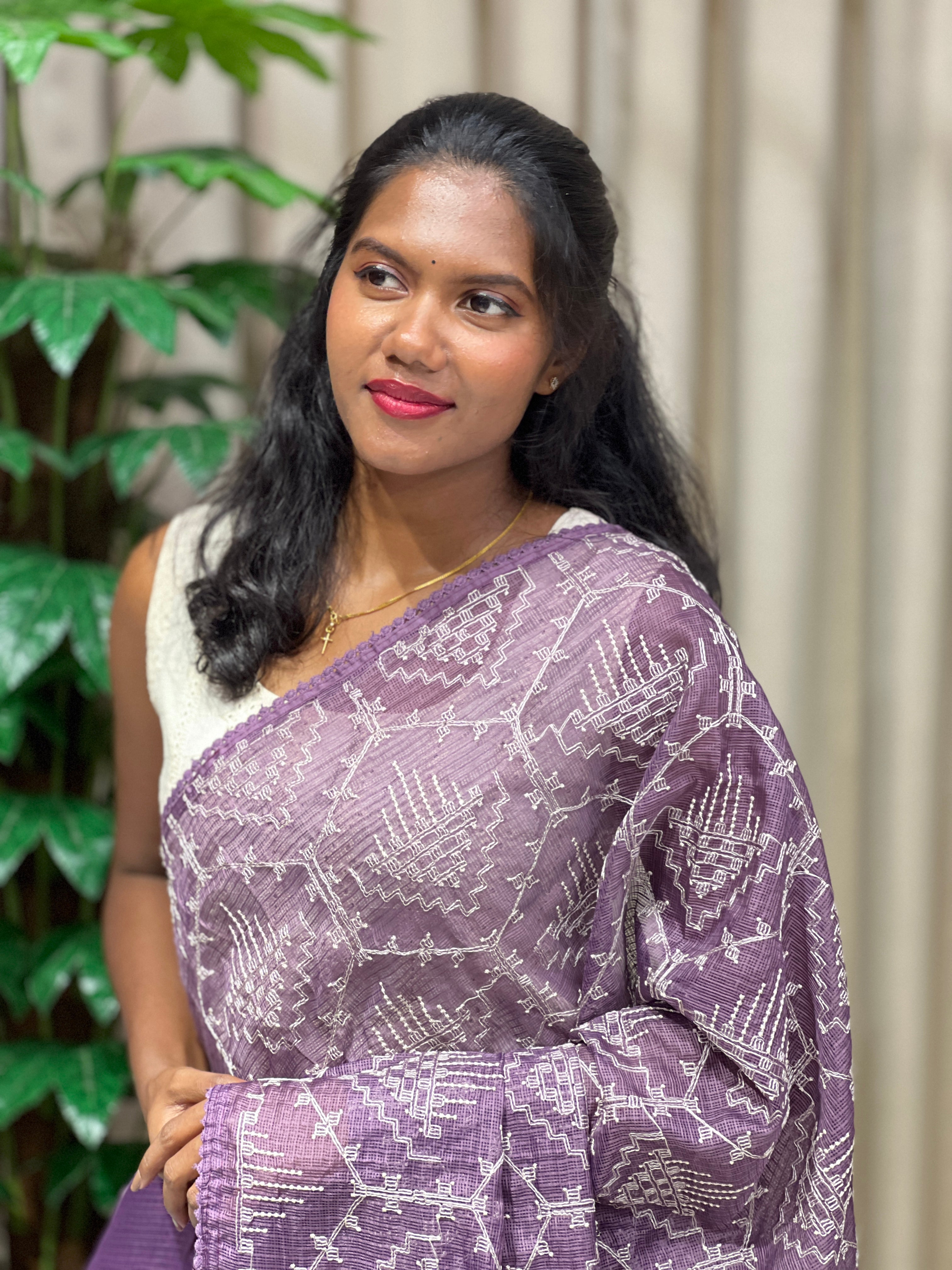 Machine Embroidered Silky Kota Saree | BLD2088