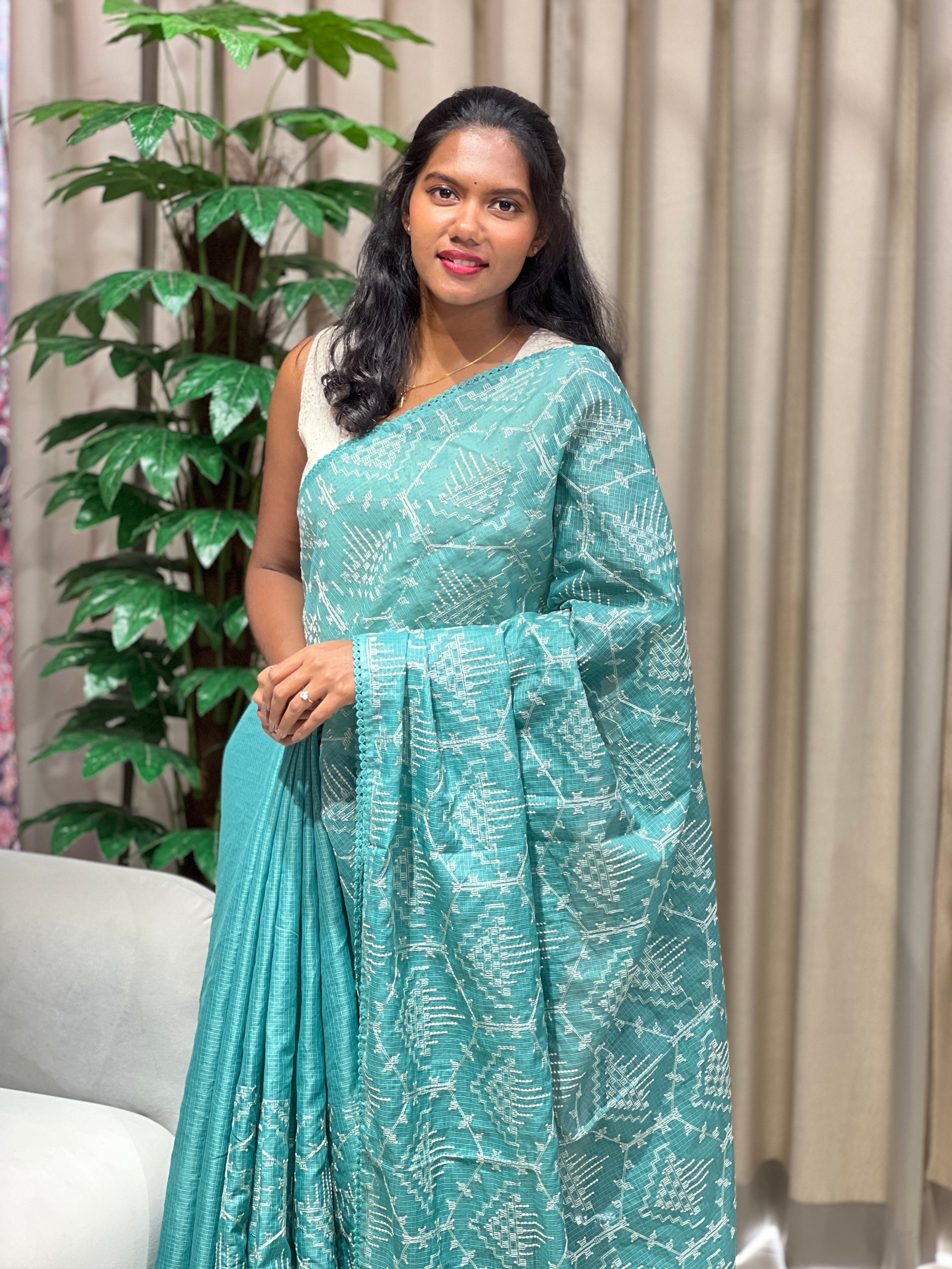 Machine Embroidered Silky Kota Saree | BLD2085