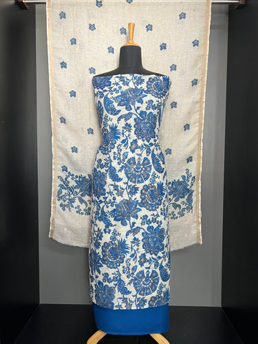 Floral Printed Pure Linen Salwar Set | HE140