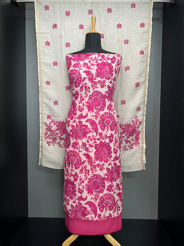 Floral Printed Pure Linen Salwar Set | HE141