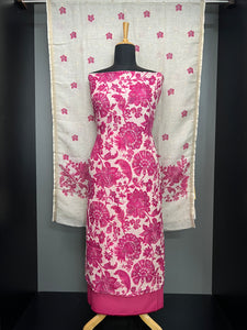 Floral Printed Pure Linen Salwar Set | HE141