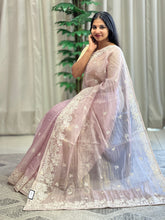 Machine Embroidery  Shimmer Organza Saree |  BLD1082