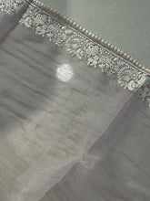 Machine Embroidery  Shimmer Organza Saree |  BLD1082