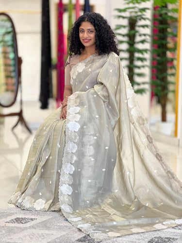 Crushed Glass Organza Saree | SHC120