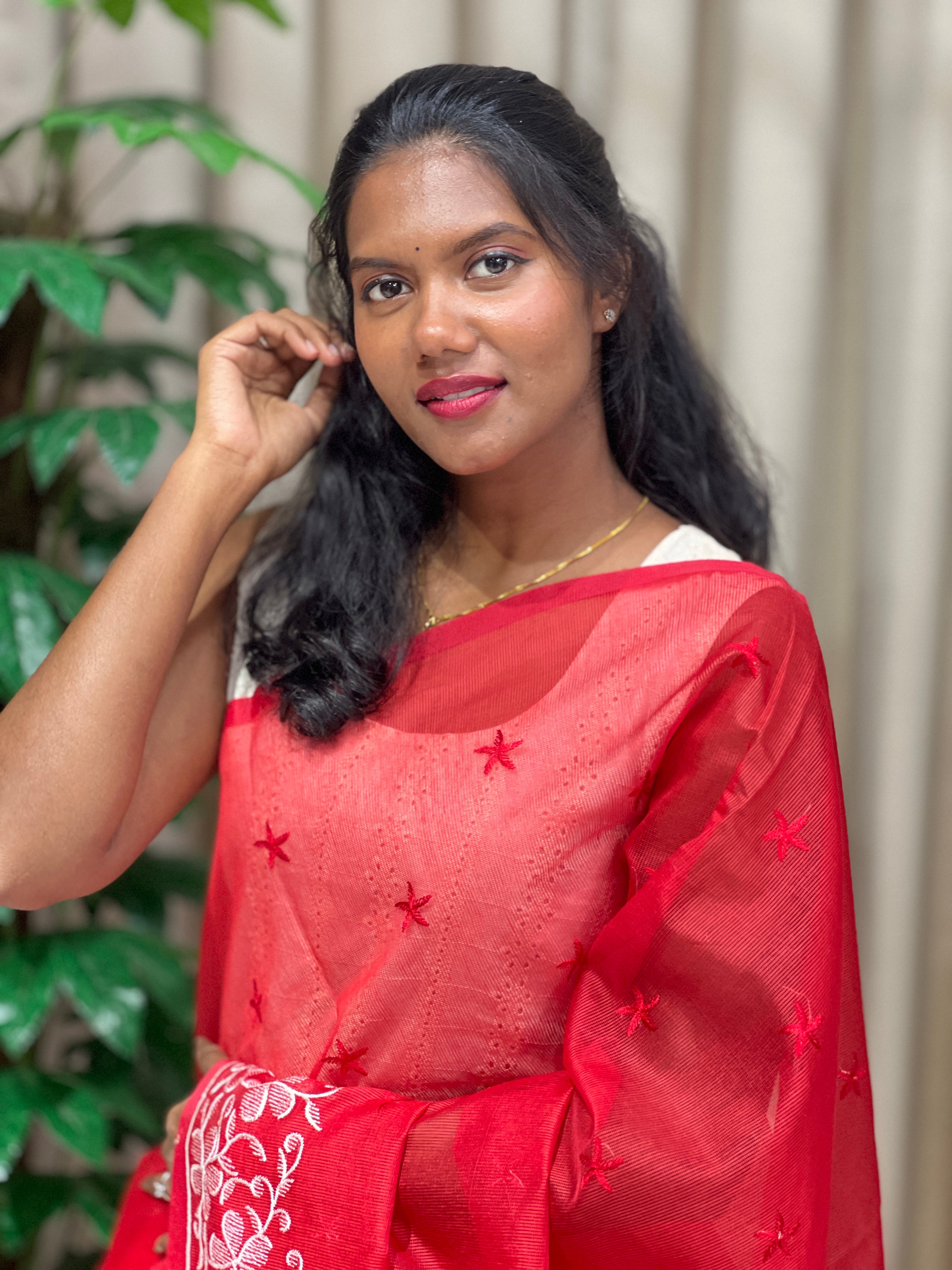 Floral Machine Embroidered Kota Saree | PF1202