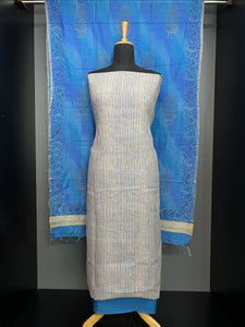 Stripe Pattern Print Detailed Pure Linen Salwar Set | HE148