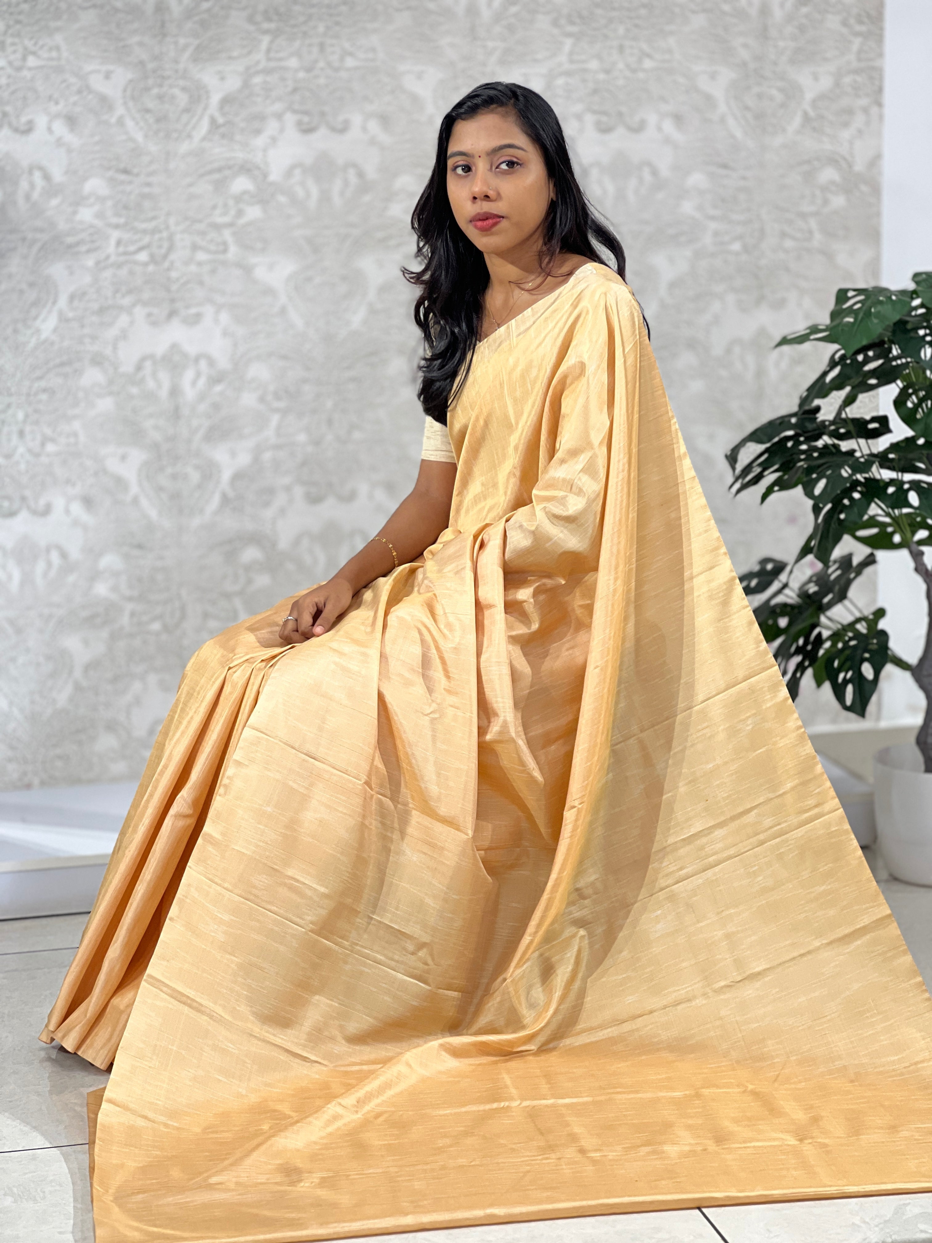 Solid Self Weaving Patterned Soft Silk Saree | AJ151