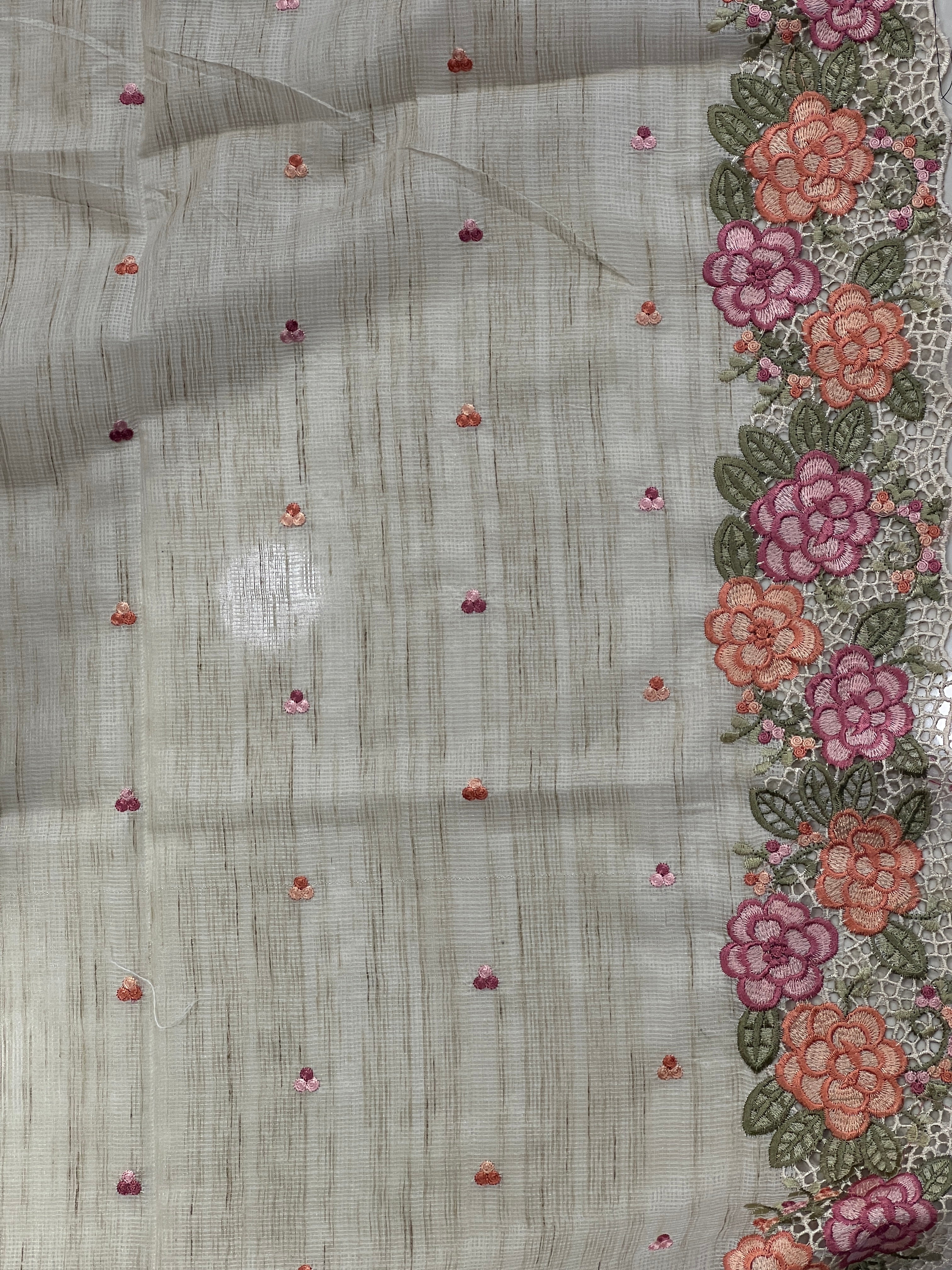 Floral Embroidery With Cut Work Detailed Silky Kota Saree | BLD1170