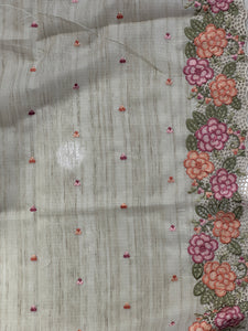 Floral Embroidery With Cut Work Detailed Silky Kota Saree | BLD1170