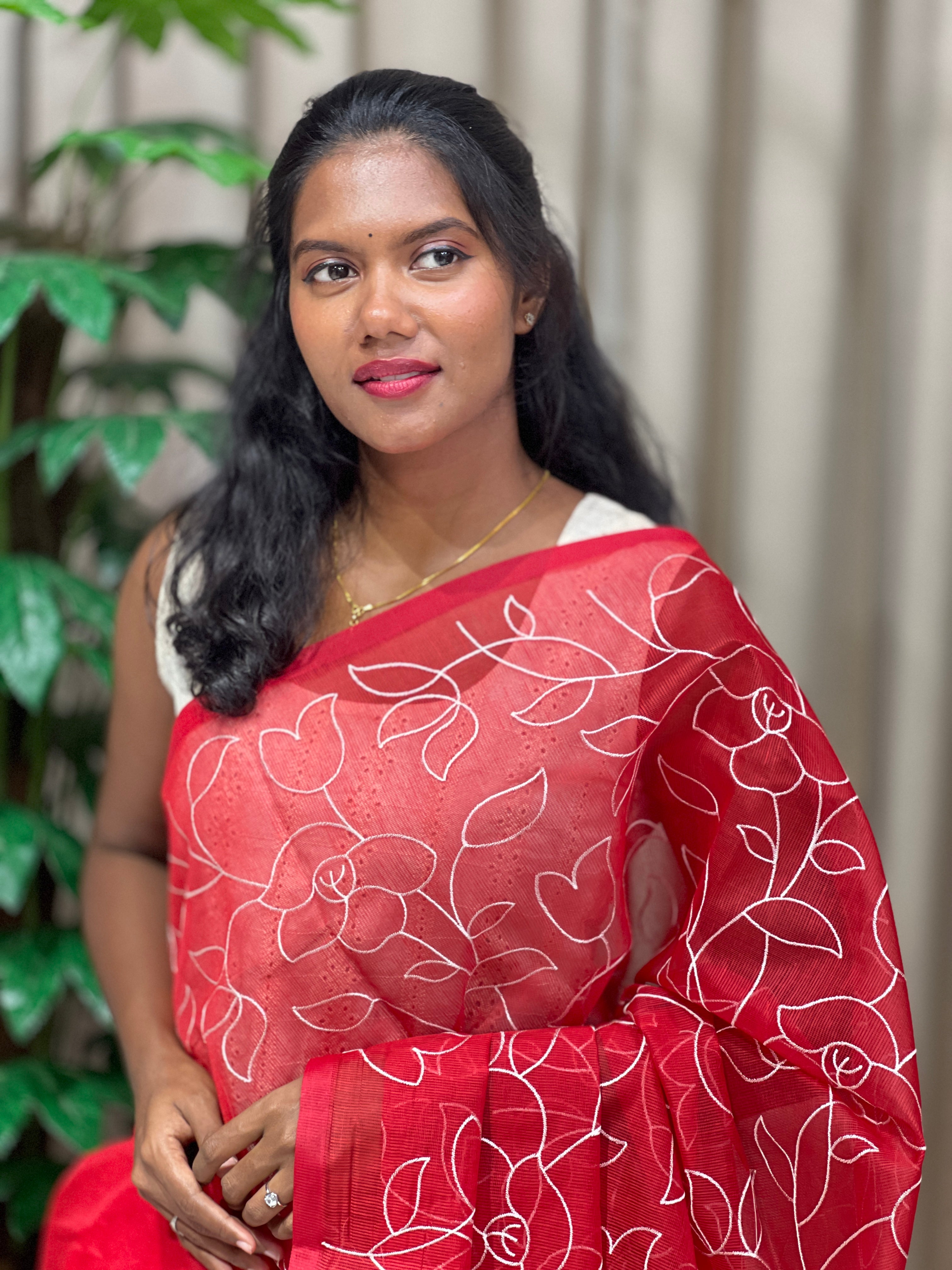 Floral Machine Embroidered Kota Saree | PF1200