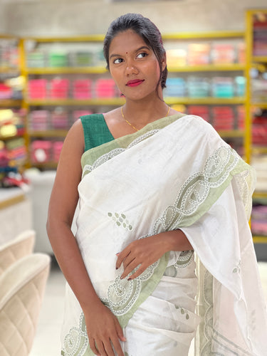 Digital Print With Embroidery Highlighted Organza Saree | BLD1167
