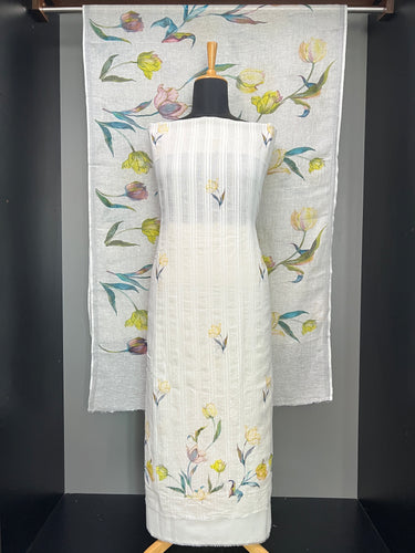 Floral Printed Pure Linen Salwar Set | HE143