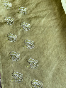 Geometric & Floral Embroidery Detailed Tussar Saree | MNH504