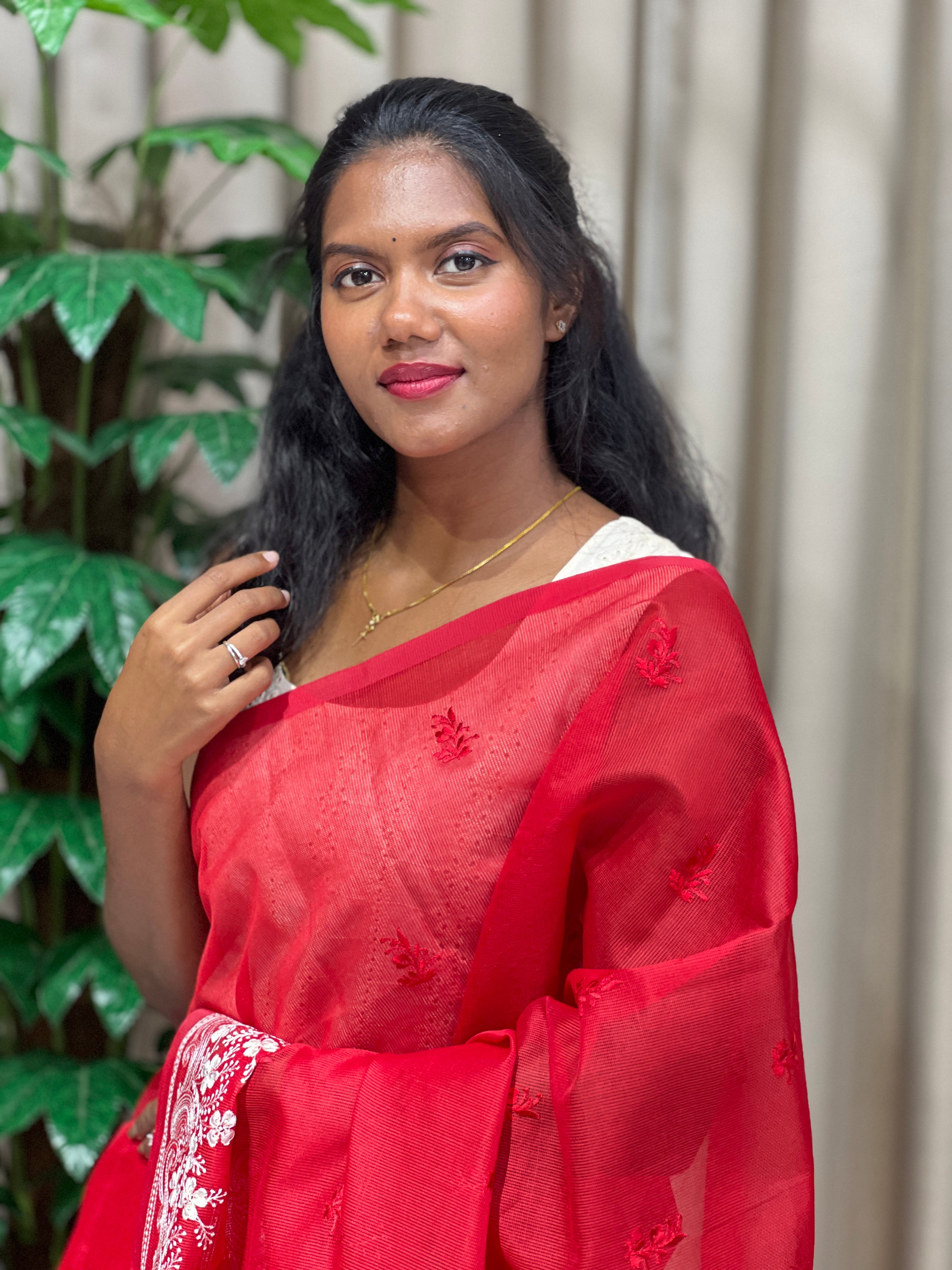 Floral Machine Embroidered Kota Saree | PF1203