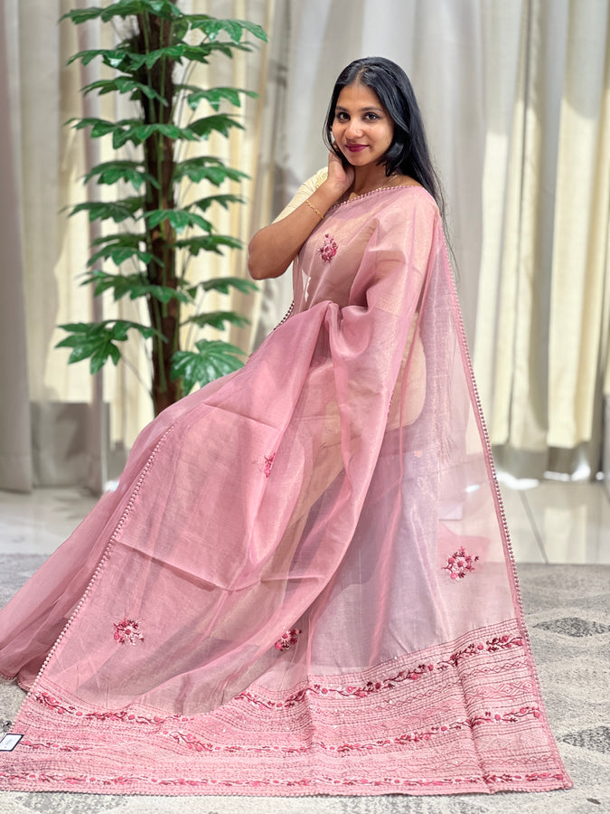 Floral Embroidery Detailed Tissue Organza Saree | BLD1161