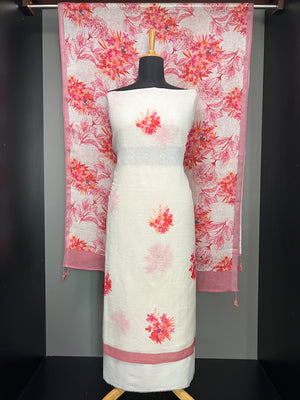 Floral Printed Pure Linen Salwar Set | HE145