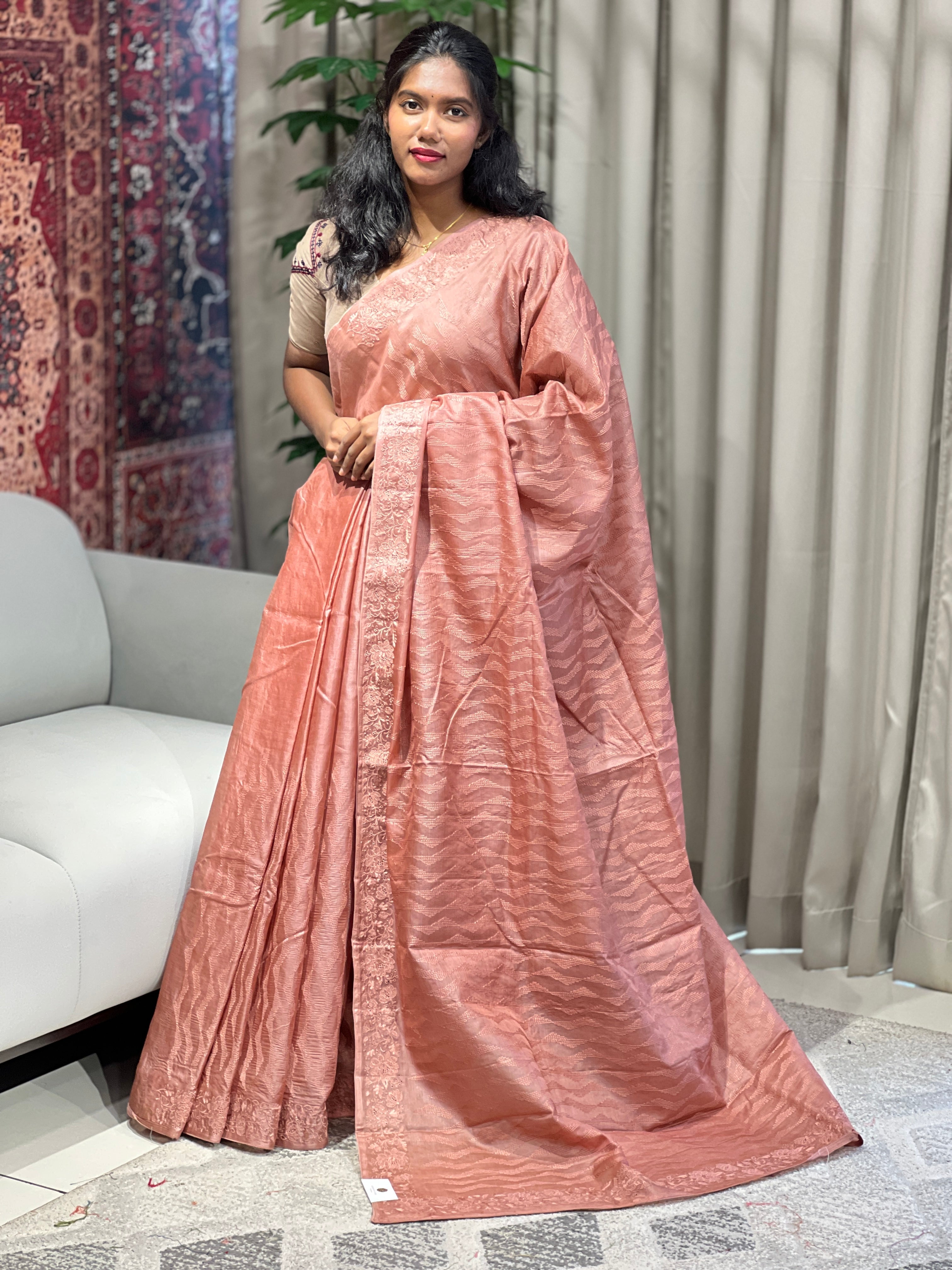 Zig Zag Patterned Tussar Saree | YNG631