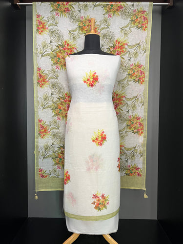 Floral Printed Pure Linen Salwar Set | HE144