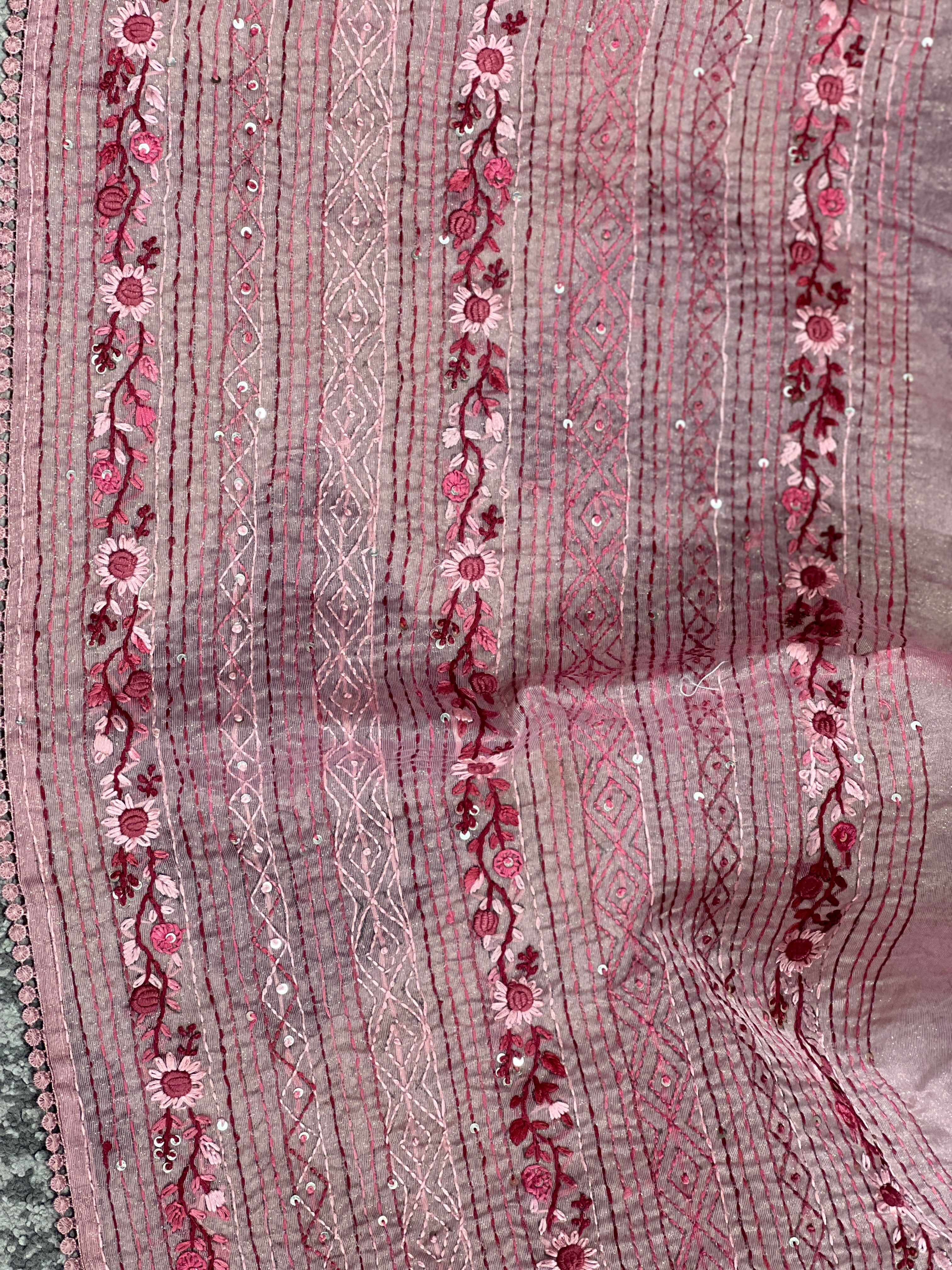 Floral Embroidery Detailed Tissue Organza Saree | BLD1161