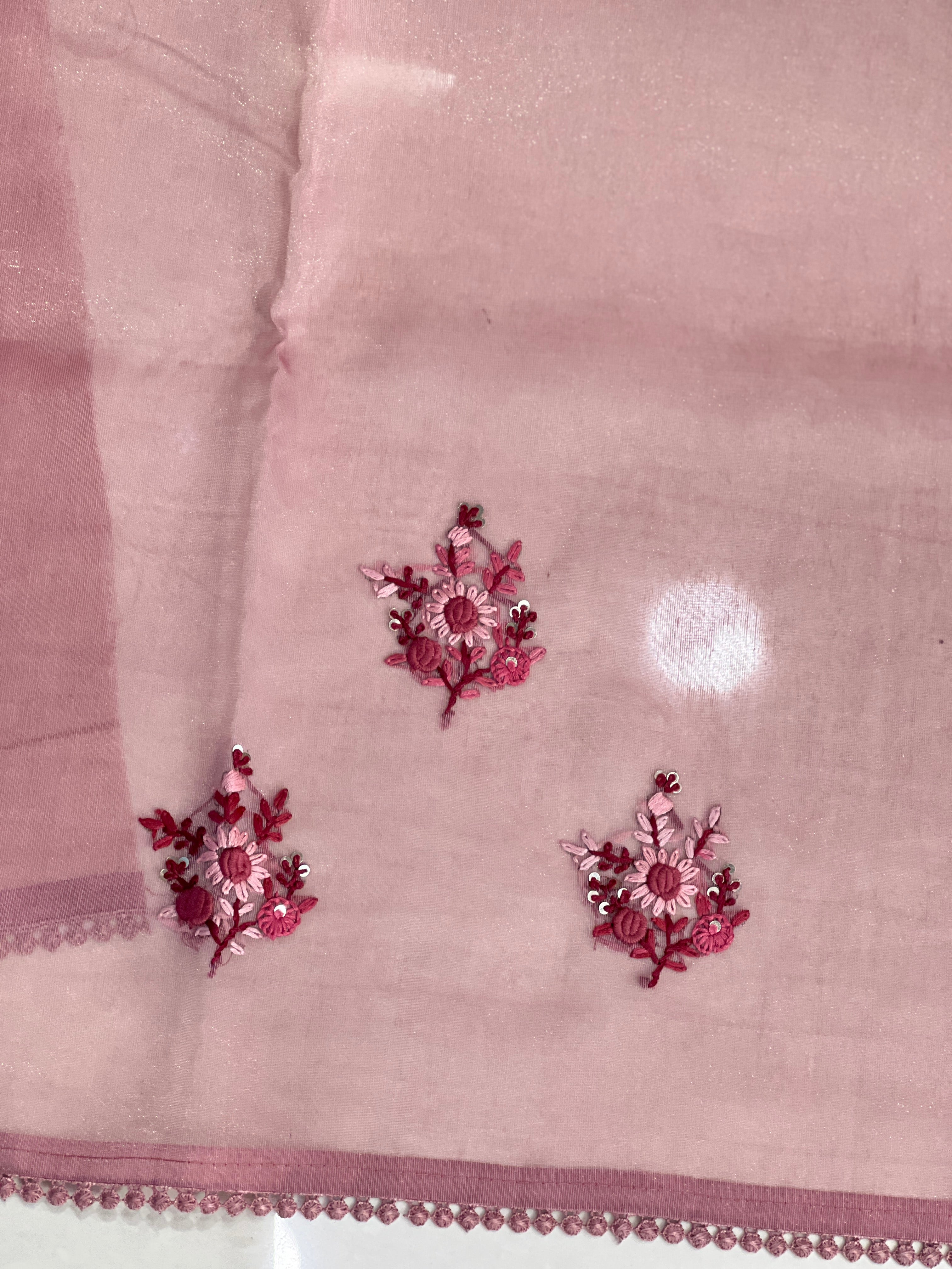 Floral Embroidery Detailed Tissue Organza Saree | BLD1161