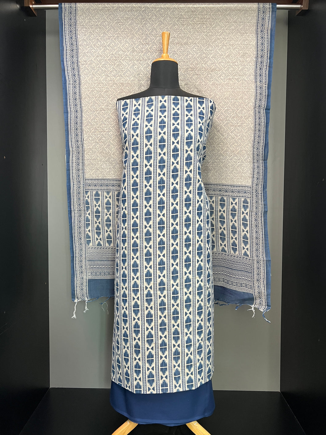 Ikat Inspired Print Detailed Cotton Salwar Set | HE101