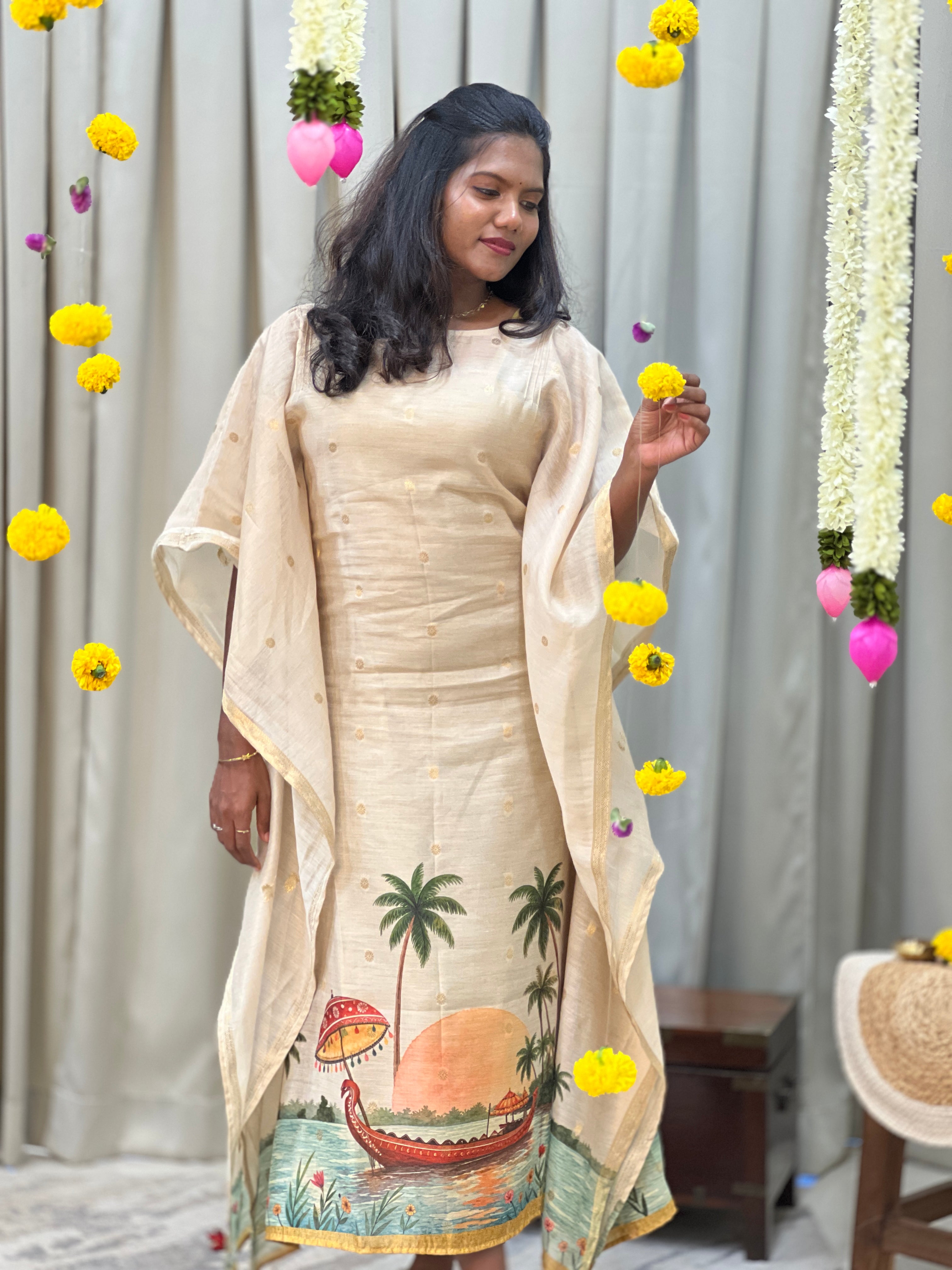 Digital Printed Chanderi Kaftan (Un Stitched ) | SSN543