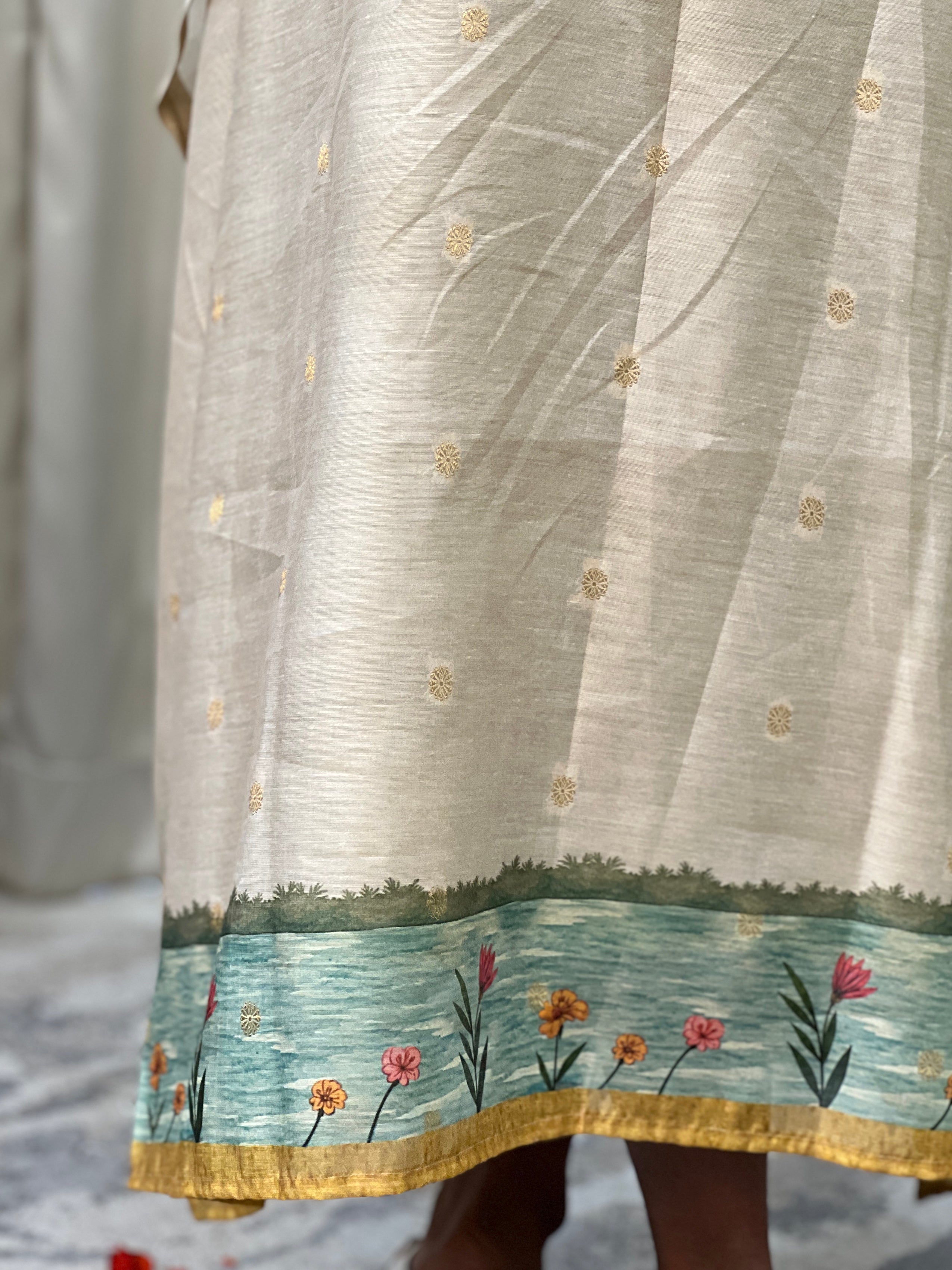 Digital Printed Chanderi Kaftan (Un Stitched ) | SSN543