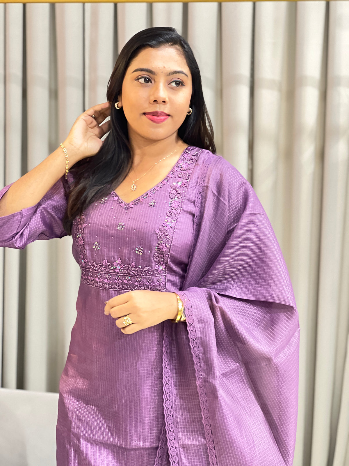 Embroidered Silky Kota Kurta Set | SLM246