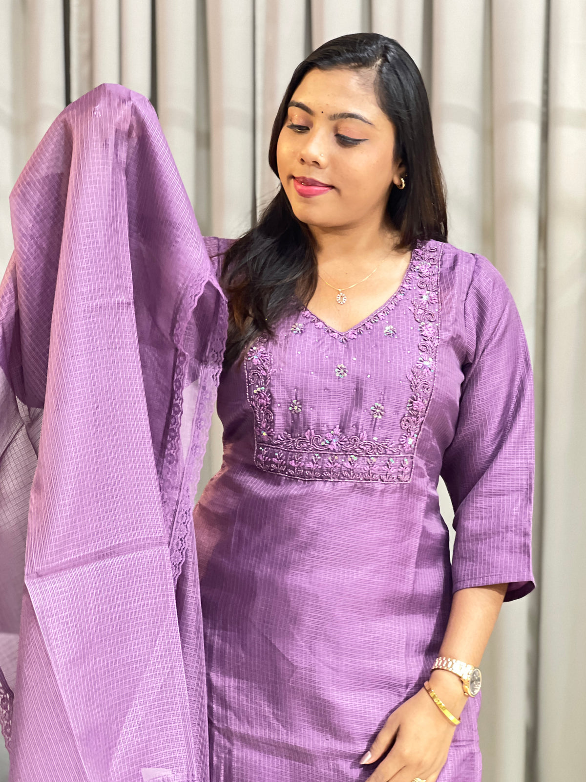Embroidered Silky Kota Kurta Set | SLM246
