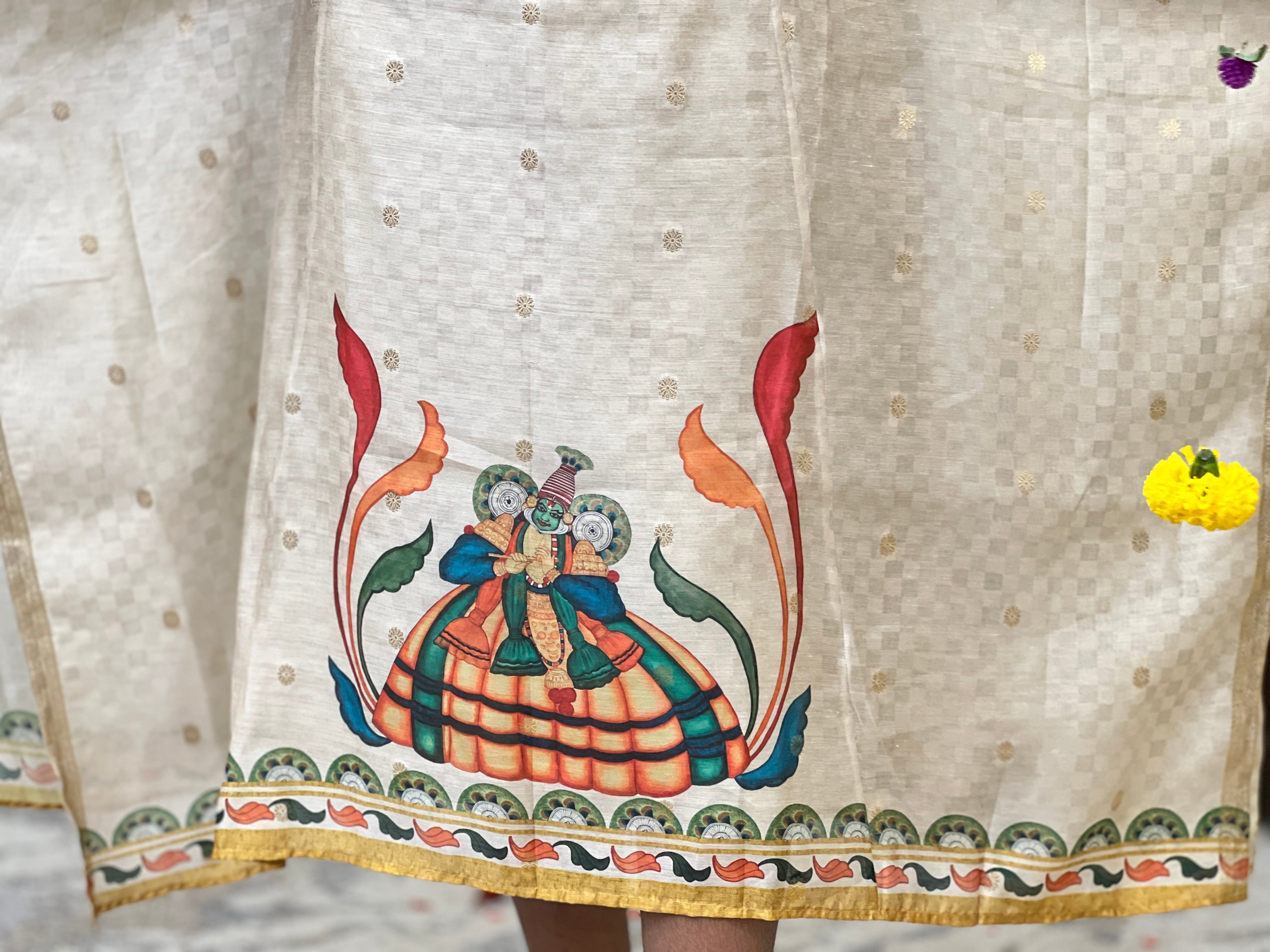Check Woven Pattern Chanderi Kaftan (Un Stiched ) | SSN541