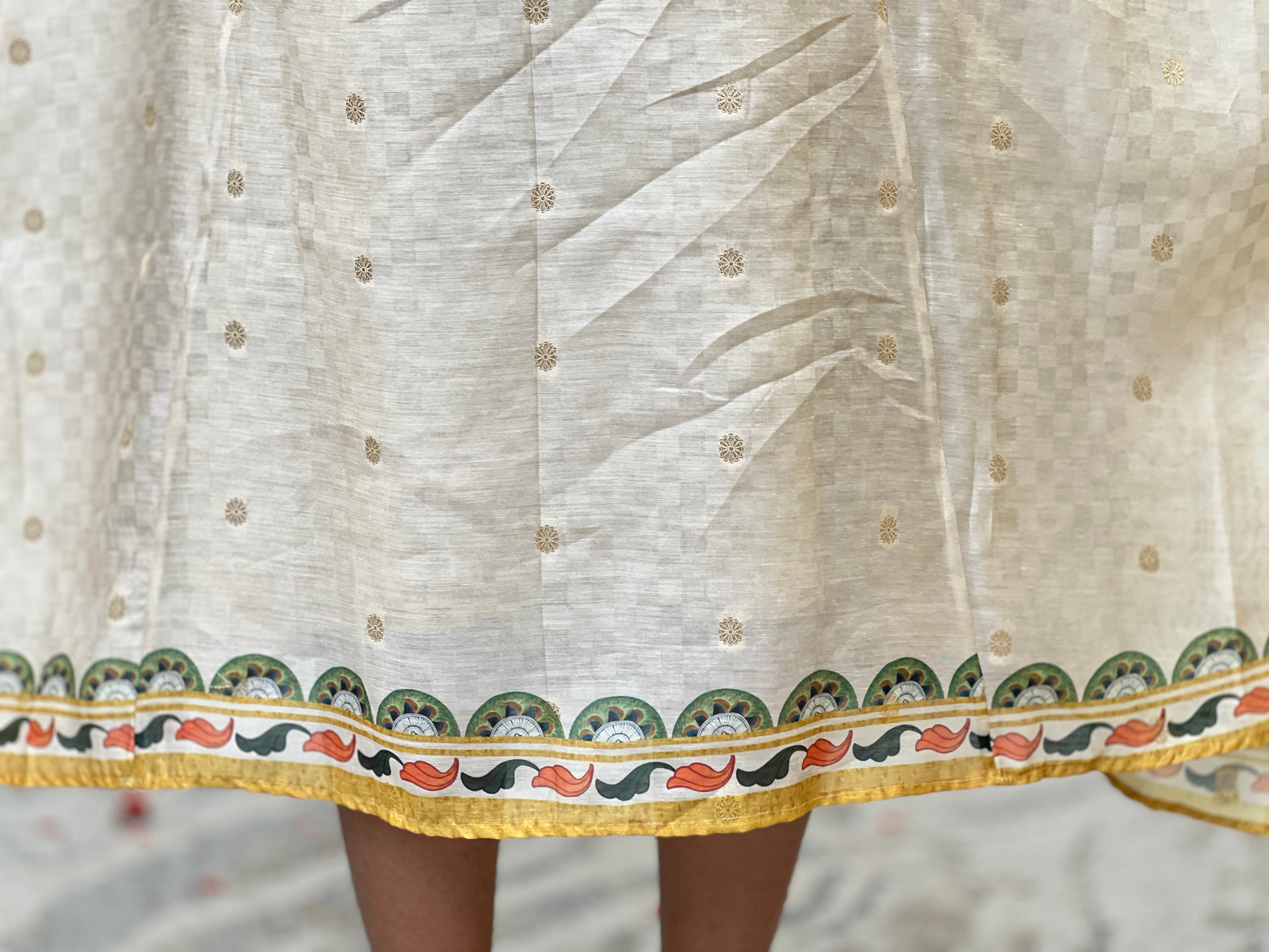 Check Woven Pattern Chanderi Kaftan (Un Stiched ) | SSN541