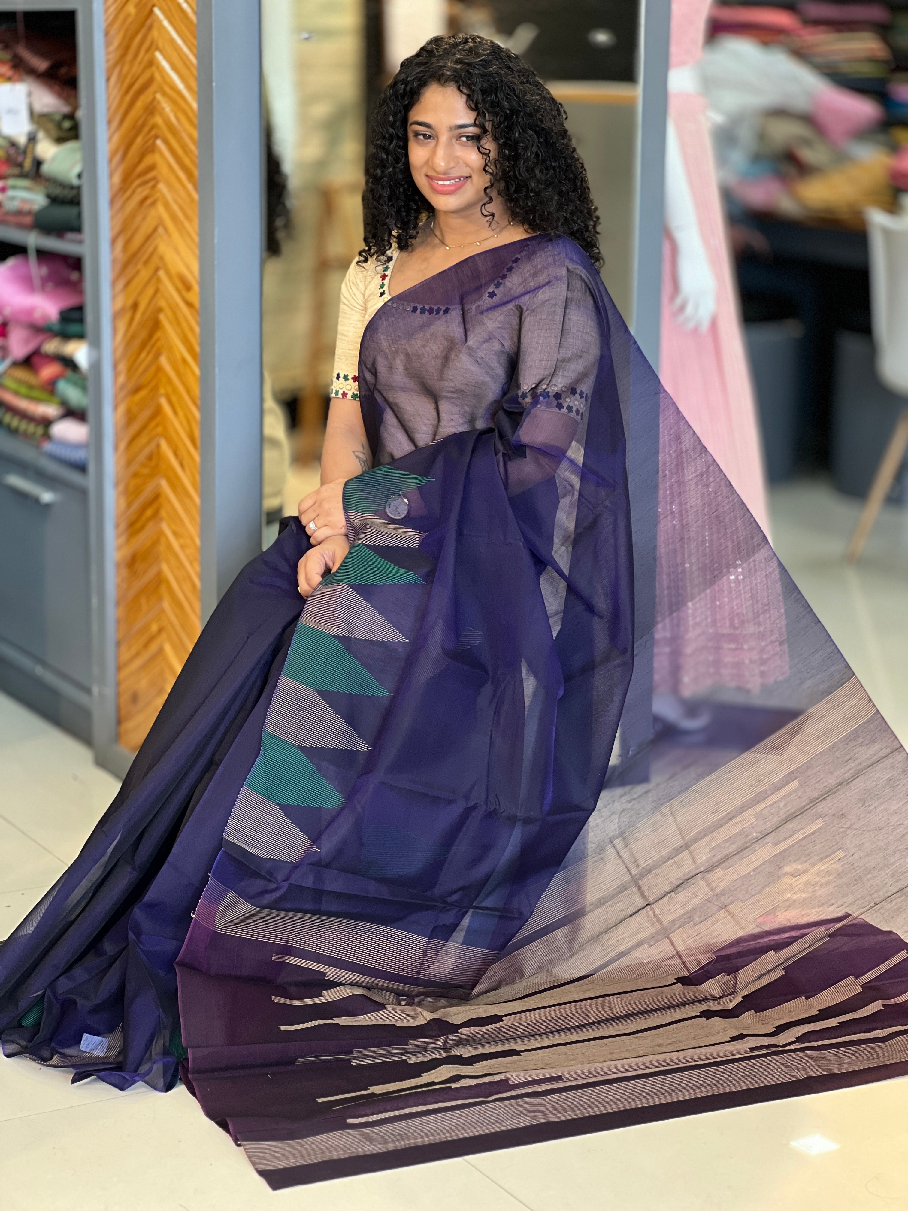 Geometrical Weaving Cotton Silk Saree | KTS150