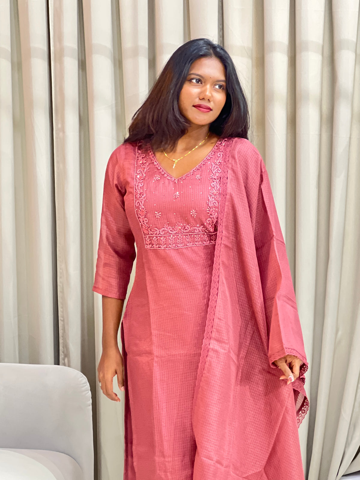 Embroidered Silky Kota Kurta Set | SLM245