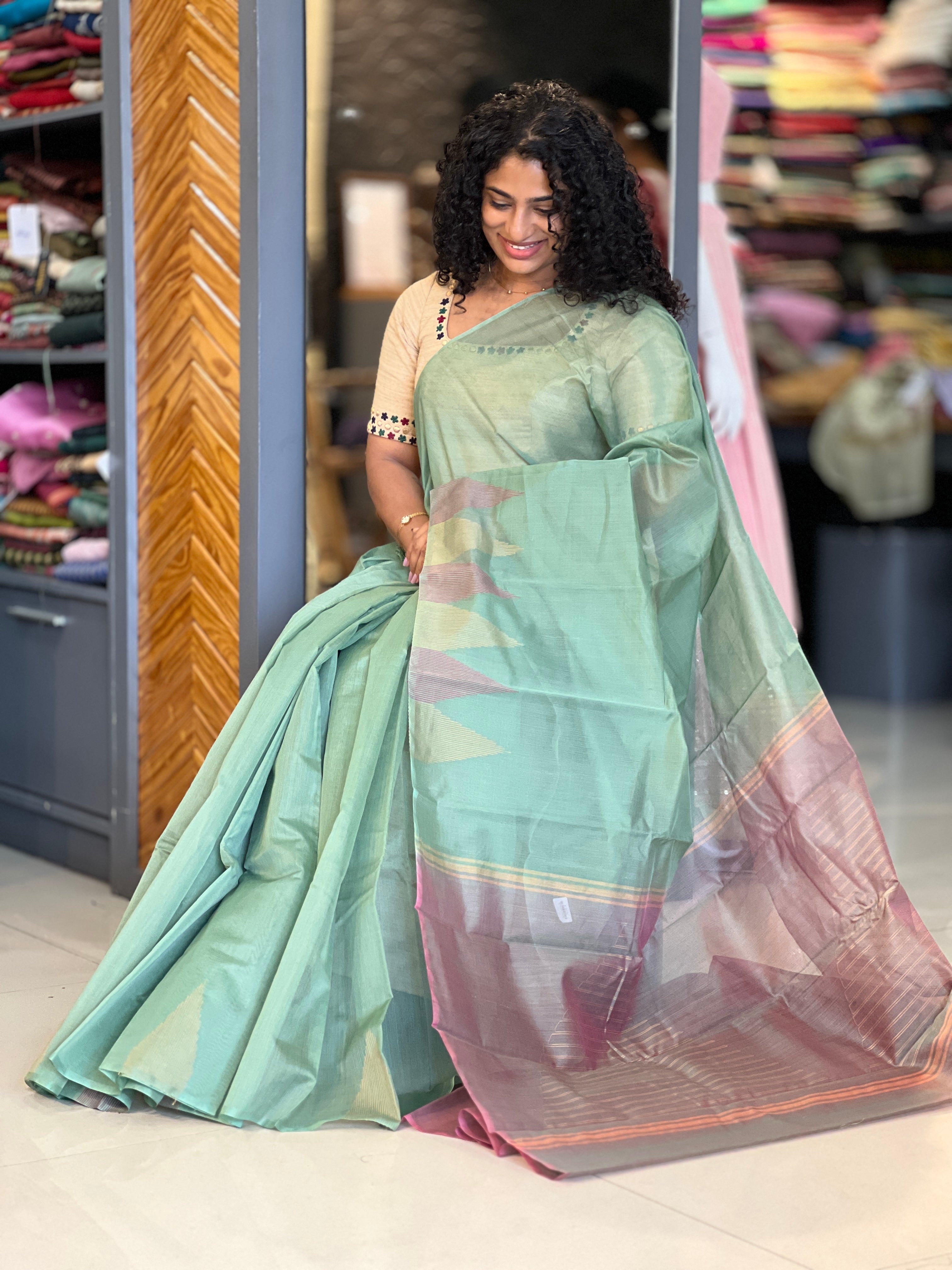 Geometrical Weaving Cotton Silk Saree | KTS150