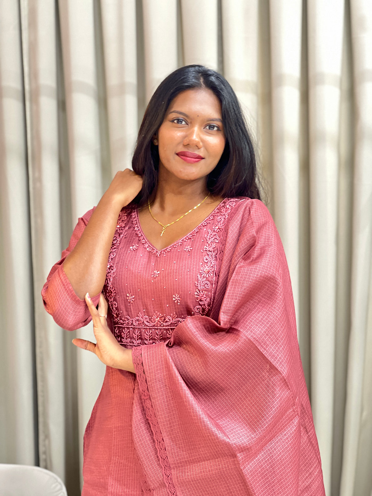 Embroidered Silky Kota Kurta Set | SLM245