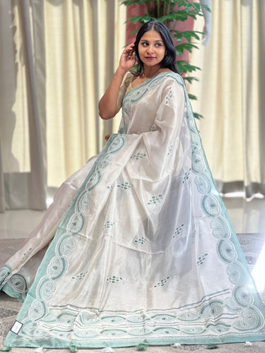 Digital Print With Embroidery Highlighted Organza Saree | BLD1165